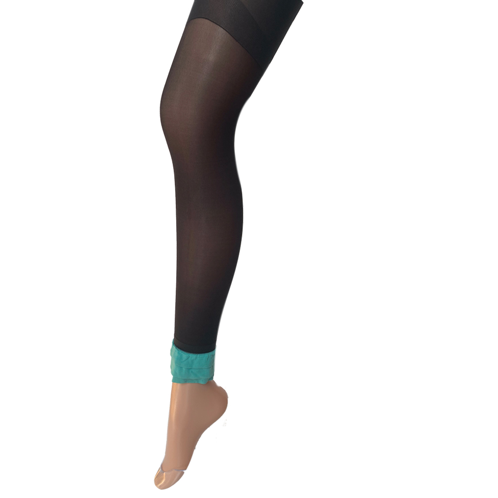 Black Sheer Peep-Toe Color-Block Pantyhose